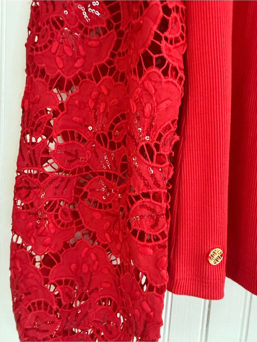 Lilly Pulitzer Red Lace Top Size M - Picture 3 of 6